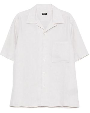 ZEGNA Cuban Collar Button-Up Shirt - White