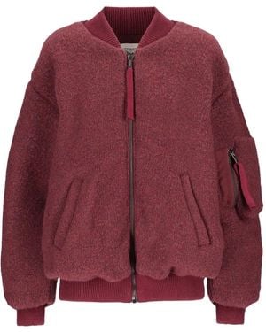 Laneus Bouclé Bomber Jacket - Red
