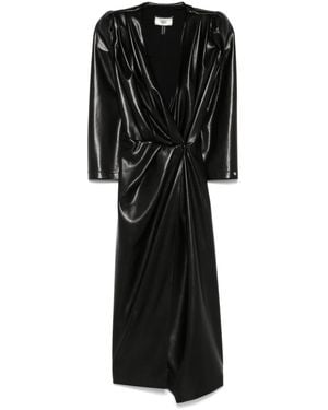 Nissa Faux-Leather Midi Dress - Black