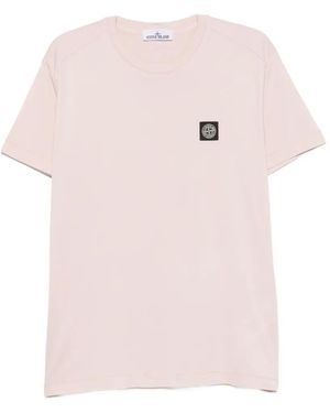 Stone Island Logo-Patch T-Shirt - Pink