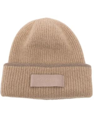 Jacquemus Gerippte Beanie Mit Logo-Patch - Natur