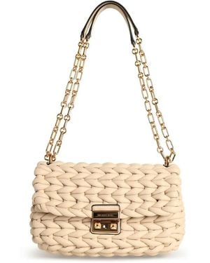MICHAEL Michael Kors Braided Chain-Strap Shoulder Bag - Natural