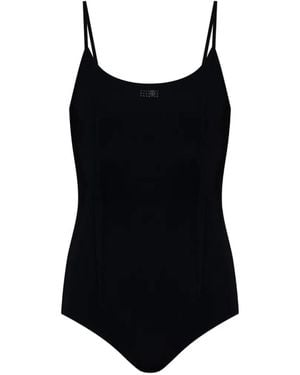 MM6 by Maison Margiela Scoop-Neck Logo-Print Swimsuit - Black