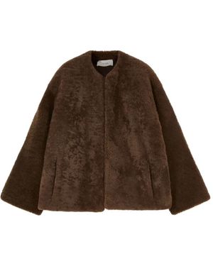 The Row Round-Neck Long-Sleeves Jacket - Brown
