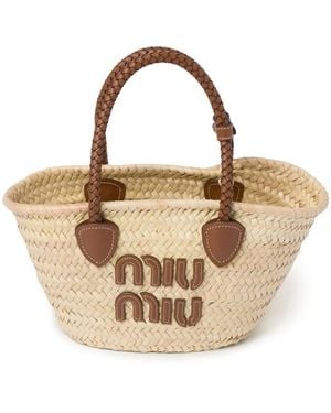 Miu Miu Gewebter Shopper Aus Stroh - Mettallic