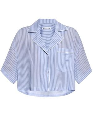 Alexander Wang Striped Short-Sleeve Shirt - Blue