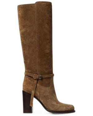 Brunello Cucinelli Buckle-Detail Suede Boots - Brown