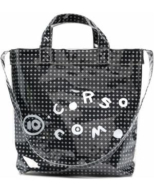 10 Corso Como Coated Logo-Print Tote Bag - Black