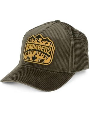 DSquared² Ribbed Embroidered-Patch Baseball Cap - Green