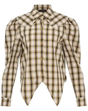Pushbutton Plaid Shirt - White