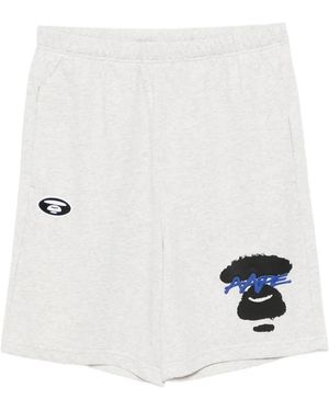 Aape By A Bathing Ape Embroidered-Logo Shorts - White