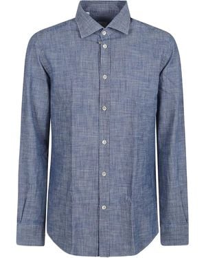 Eleventy Button-Down Chambray Shirt - Blue