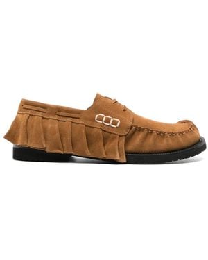 JW Anderson Loafer Ruffle Suede Boat Shoes - Brown