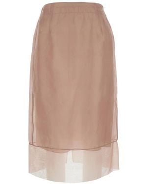 O HUI Sheer Silk Skirt - Natural