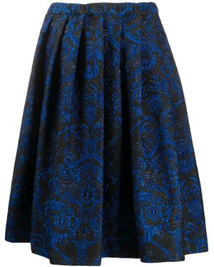 Comme des Garçons Pleated Floral Embroidered Skirt - Blue