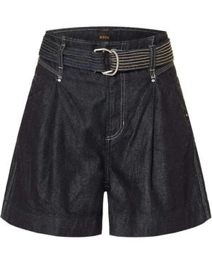 BOSS Pantalones Vaqueros Cortos Con Cinturón - Azul