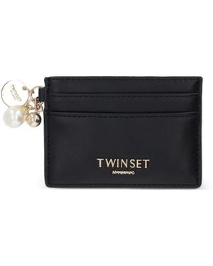 Twinset Porte-Cartes À Perles Artificielles - Black