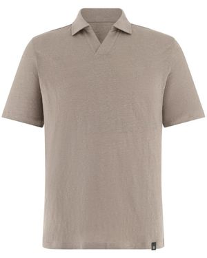 BOGGI Stretch Linen Jersey Polo Shirt - Grey