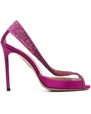 Aquazzura 105Mm Crystal-Embellished Court Shoes - Pink