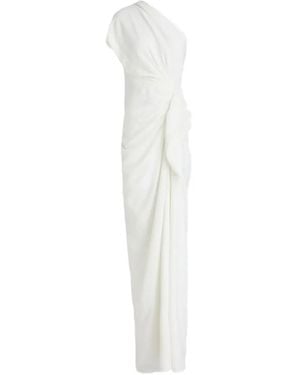 Rhea Costa Elena One-Shoulder Draped Gown - White