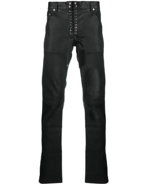 Ludovic de Saint Sernin Lace-up Slim-cut Leather Trousers - Black