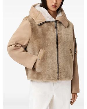 AllSaints Dexter Collared Shearling Jacket - Natural