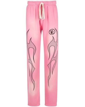 HELLSTAR Flame-Print Track Trousers - Pink