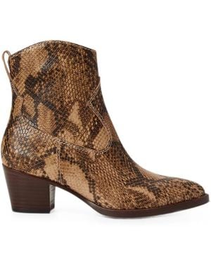 Ralph Lauren Python-Embossed Leather Ankle Boots - Brown