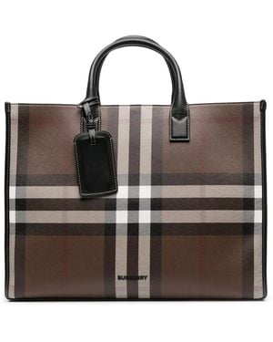 Burberry Check-Print Tote Bag - Brown