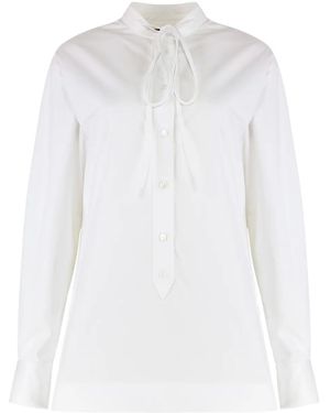 Gucci Tie-Neck Poplin Shirt - White