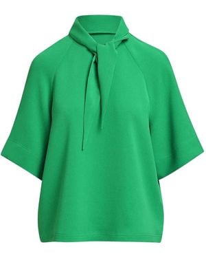 Essentiel Antwerp Tie-Neck Raglan-Sleeve Top - Green