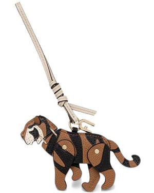 Furla Allegra Tiger-Motif Leather Keyring Charm - Metallic