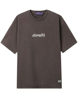 AFTERMATHS Slogan-Print Cotton T-Shirt - Gray