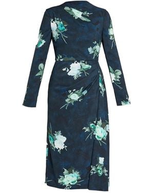 Erdem Floral-Draped Midi Dress - Blue