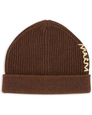 Marni Virgin Wool Beanie Hat - Brown