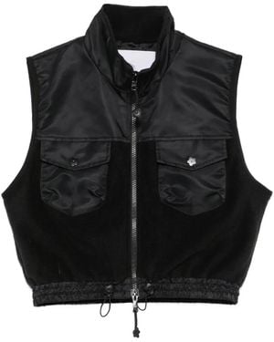 Cecilie Bahnsen Windflower-Embroidered Fleece Vest - Black