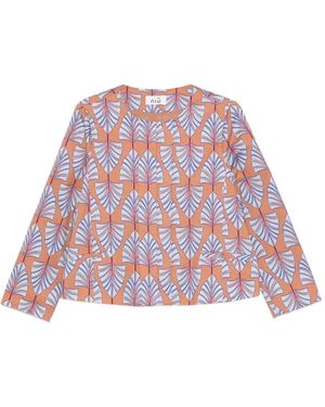 Niu Leaf-Print Jacket - Red