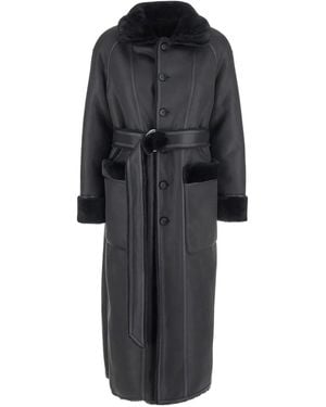Urbancode Belted Faux-fur Coat - Black
