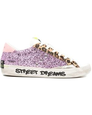 Crime London Distressed Glitter Leopard Trainers - Pink