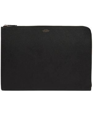 Smythson Large Panama Zip Laptop Bag - Black