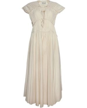 TOVE Ruched-Detailed Midi Dress - Natural