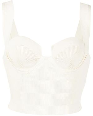Altuzarra Nyneve Ribbed-Knit Cropped Top - White
