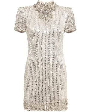 Jenny Packham Kitty Rollkragen-Minikleid Mit Pailletten - Weiß