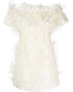 Cult Gaia Feather-Detailing Off-Shoulder Dress - Natural