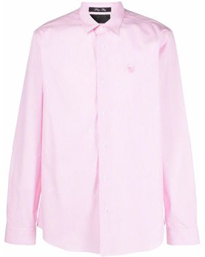 Philipp Plein Skull-Embroidered Striped Shirt - Pink