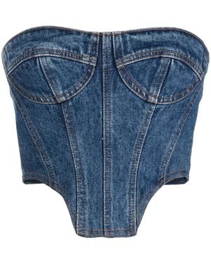 David Koma Denim Bustier Crop Top - Blue