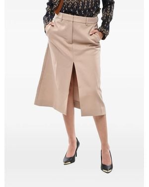 Stella McCartney Midi Alisha Front-Slit Skirt - Natural