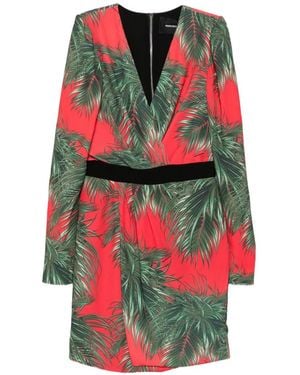 Marco Bologna Palm-Print Wrap-Style Mini Dress - White