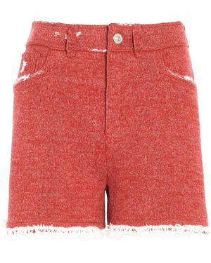 Barrie Fine-Knit Fringe-Detail Shorts - Red