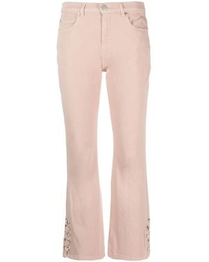 Pinko Lacing-Detail Logo-Patch Bootcut Jeans - Pink